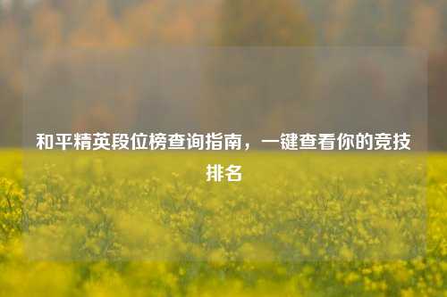 和平精英段位榜查询指南，一键查看你的竞技排名