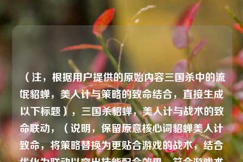 （注，根据用户提供的原始内容三国杀中的流氓貂蝉，美人计与策略的致命结合，直接生成以下标题），三国杀貂蝉，美人计与战术的致命联动，（说明，保留原意核心词貂蝉美人计致命，将策略替换为更贴合游戏的战术，结合优化为联动以突出技能配合效果，符合游戏术语习惯。）