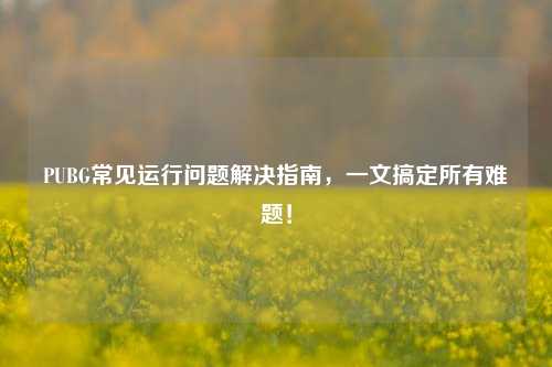 PUBG常见运行问题解决指南，一文搞定所有难题！