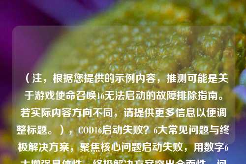 （注，根据您提供的示例内容，推测可能是关于游戏使命召唤16无法启动的故障排除指南。若实际内容方向不同，请提供更多信息以便调整标题。），COD16启动失败？6大常见问题与终极解决方案，聚焦核心问题启动失败，用数字6大增强具体性，终极解决方案突出全面性，问号句式引发玩家共鸣。可根据实际内容调整问题数量和修饰词。）