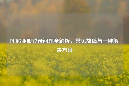 PUBG亚服登录问题全解析,常见故障与一键解决方案