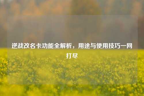 逆战改名卡功能全解析，用途与使用技巧一网打尽