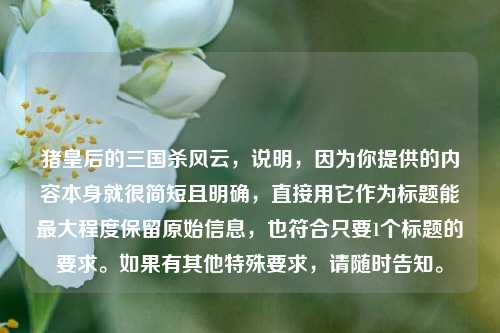 猪皇后的三国杀风云，说明，因为你提供的内容本身就很简短且明确，直接用它作为标题能更大程度保留原始信息，也符合只要1个标题的要求。如果有其他特殊要求，请随时告知。