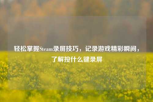 轻松掌握Steam录屏技巧,记录游戏精彩瞬间,了解按什么键录屏