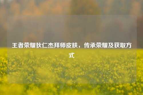 王者荣耀狄仁杰拜师皮肤，传承荣耀及获取方式
