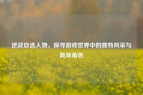 逆战自选人物,探寻游戏世界中的独特风采与具体角色