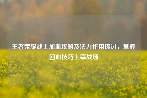 王者荣耀战士加血攻略及法力作用探讨,掌握回血技巧主宰战场