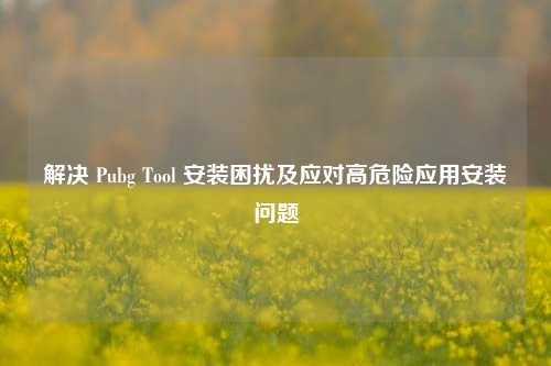 解决 Pubg Tool 安装困扰及应对高危险应用安装问题