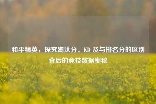 和平精英,探究淘汰分、KD 及与排名分的区别背后的竞技数据奥秘
