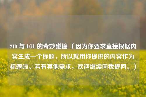 210 与 LOL 的奇妙碰撞 （因为你要求直接根据内容生成一个标题，所以就用你提供的内容作为标题啦。若有其他需求，欢迎继续向我提问。）