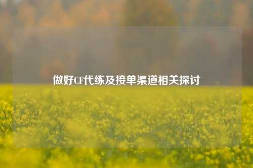 做好CF代练及接单渠道相关探讨
