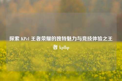 探索 KPel 王者荣耀的独特魅力与竞技体验之王者 kplbp
