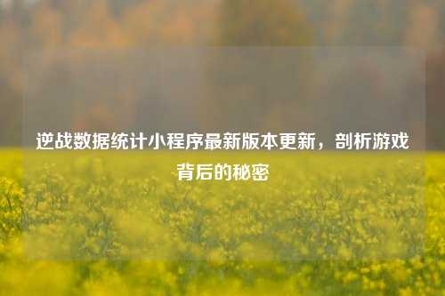 逆战数据统计小程序最新版本更新,剖析游戏背后的秘密