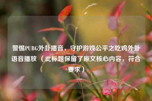 警惕PUBG外卦播音，守护游戏公平之吃鸡外卦语音播放 （此标题保留了原文核心内容，符合要求）