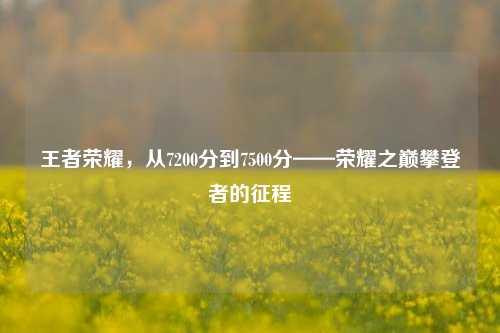 王者荣耀，从7200分到7500分——荣耀之巅攀登者的征程