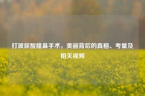 打玻尿酸隆鼻手术，美丽背后的真相、考量及相关视频
