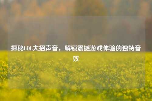 探秘LOL大招声音，解锁震撼游戏体验的独特音效