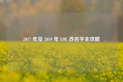 2017 年及 2019 年 LOL 改名字全攻略