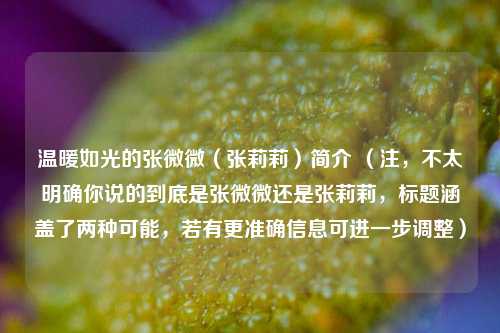 温暖如光的张微微(张莉莉)简介 (注,不太明确你说的到底是张微微还是张莉莉,标题涵盖了两种可能,若有更准确信息可进一步调整)