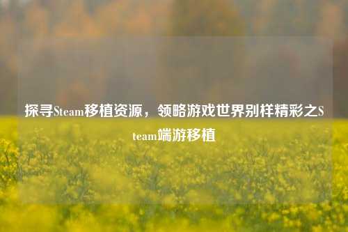 探寻Steam移植资源，领略游戏世界别样精彩之Steam端游移植