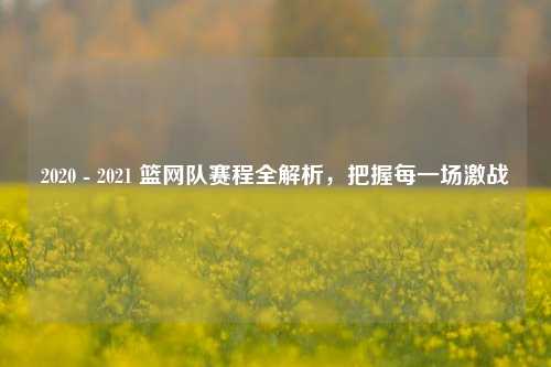 2020 - 2021 篮网队赛程全解析,把握每一场激战