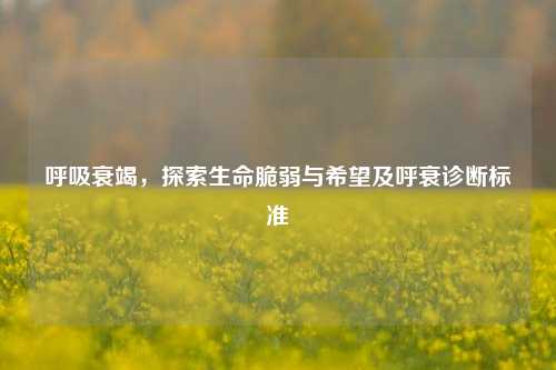 呼吸衰竭,探索生命脆弱与希望及呼衰诊断标准