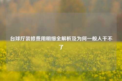 台球厅装修费用明细全解析及为何一般人干不了