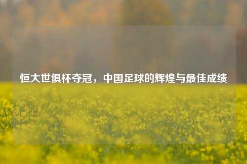 恒大世俱杯夺冠,中国足球的辉煌与更佳成绩