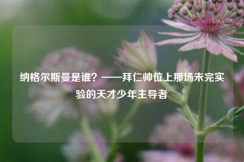纳格尔斯曼是谁?——拜仁帅位上那场未完实验的天才少年主导者