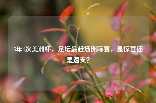 5年4次美洲杯,足坛最赶场洲际赛,是惊喜还是透支?