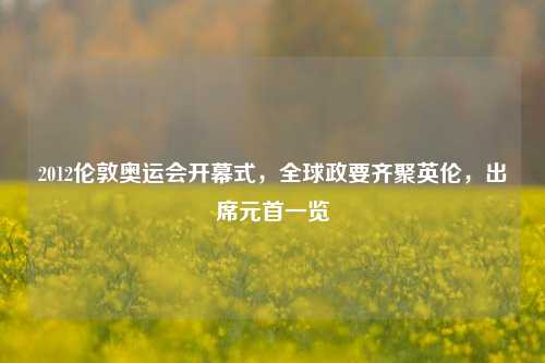 2012伦敦奥运会开幕式,全球政要齐聚英伦,出席元首一览