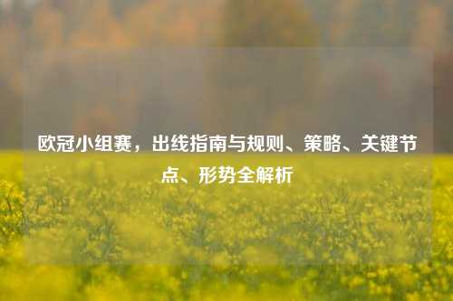 欧冠小组赛,出线指南与规则、策略、关键节点、形势全解析