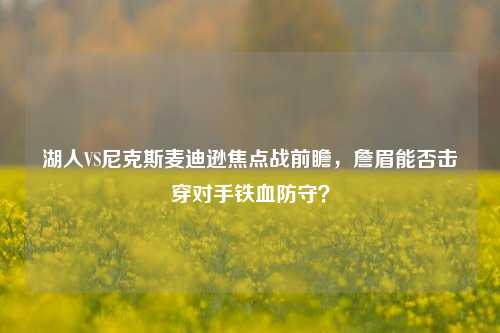 湖人VS尼克斯麦迪逊焦点战前瞻,詹眉能否击穿对手铁血防守?