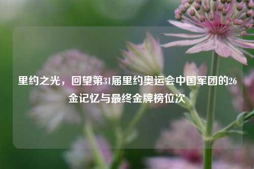 里约之光,回望第31届里约奥运会中国军团的26金记忆与最终金牌榜位次