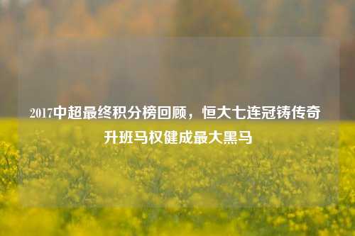 2017中超最终积分榜回顾,恒大七连冠铸传奇 升班马权健成更大黑马