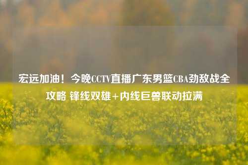 宏远加油!今晚CCTV直播广东男篮CBA劲敌战全攻略 锋线双雄+内线巨兽联动拉满