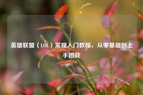 英雄联盟(LOL)常规入门教程,从零基础到上手团战
