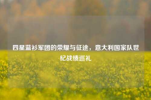 四星蓝衫军团的荣耀与征途,意大利国家队世纪战绩巡礼