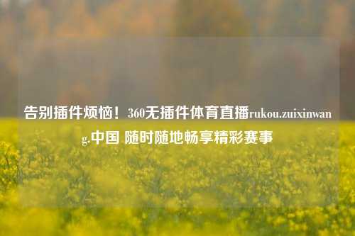 告别插件烦恼!360无插件体育直播rukou.zuixinwang.中国 随时随地畅享精彩赛事