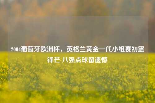 2004葡萄牙欧洲杯,英格兰黄金一代小组赛初露锋芒 八强点球留遗憾