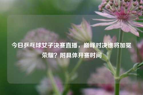 今日乒乓球女子决赛直播,巅峰对决谁将加冕荣耀?附具体开赛时间