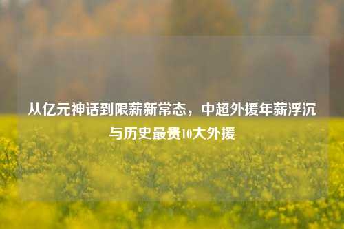 从亿元神话到限薪新常态,中超外援年薪浮沉与历史最贵10大外援