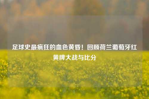 足球史最疯狂的血色黄昏！回顾荷兰葡萄牙红黄牌大战与比分