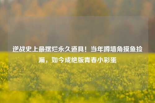逆战史上最摆烂永久道具!当年蹲墙角摸鱼捡漏,如今成绝版青春小彩蛋