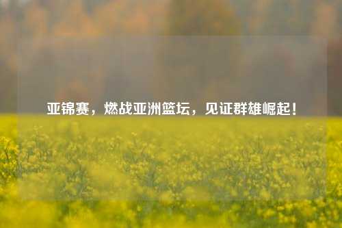 亚锦赛,燃战亚洲篮坛,见证群雄崛起!