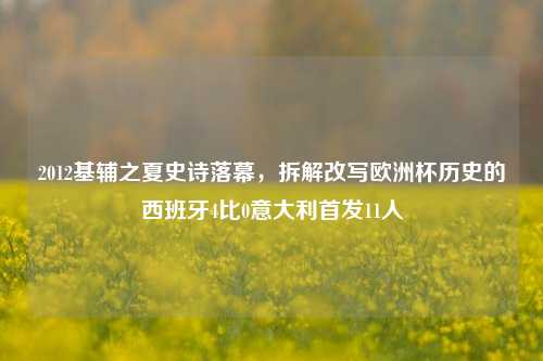 2012基辅之夏史诗落幕,拆解改写欧洲杯历史的西班牙4比0意大利首发11人