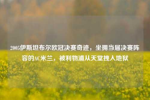 2005伊斯坦布尔欧冠决赛奇迹，坐拥当届决赛阵容的AC米兰，被利物浦从天堂拽入地狱