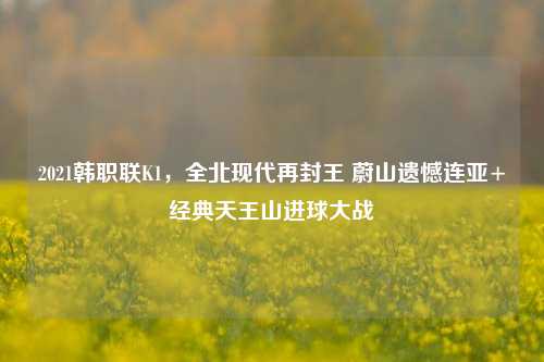 2021韩职联K1，全北现代再封王 蔚山遗憾连亚+经典天王山进球大战