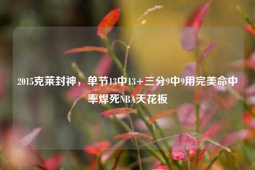 2015克莱封神，单节13中13+三分9中9用完美命中率焊死NBA天花板