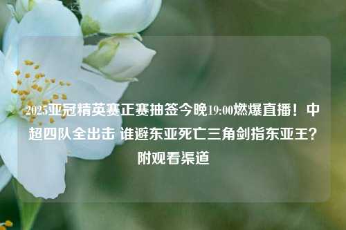 2025亚冠精英赛正赛抽签今晚19:00燃爆直播！中超四队全出击 谁避东亚死亡三角剑指东亚王？附观看渠道